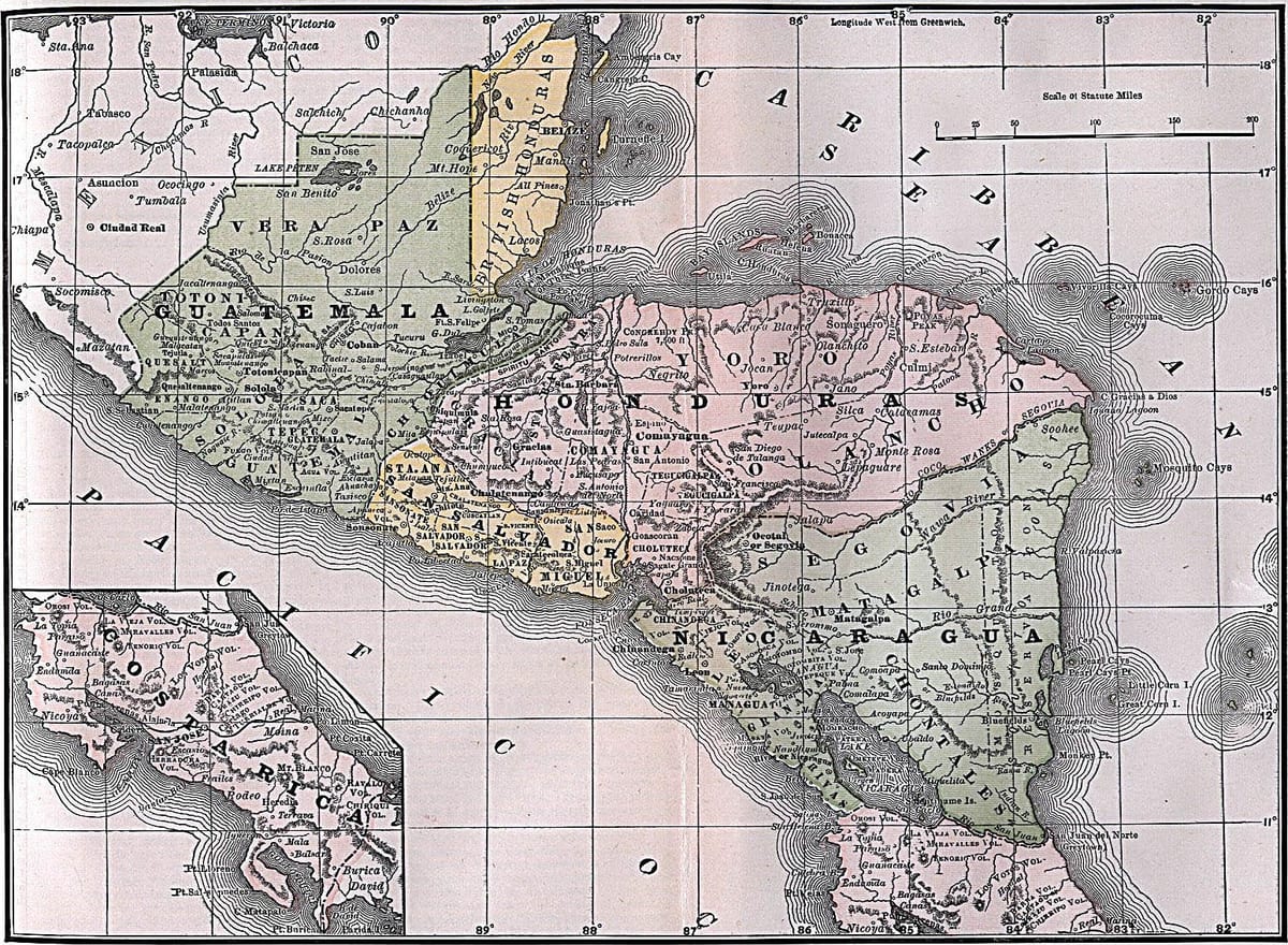 žemėlapis britų Hondūras