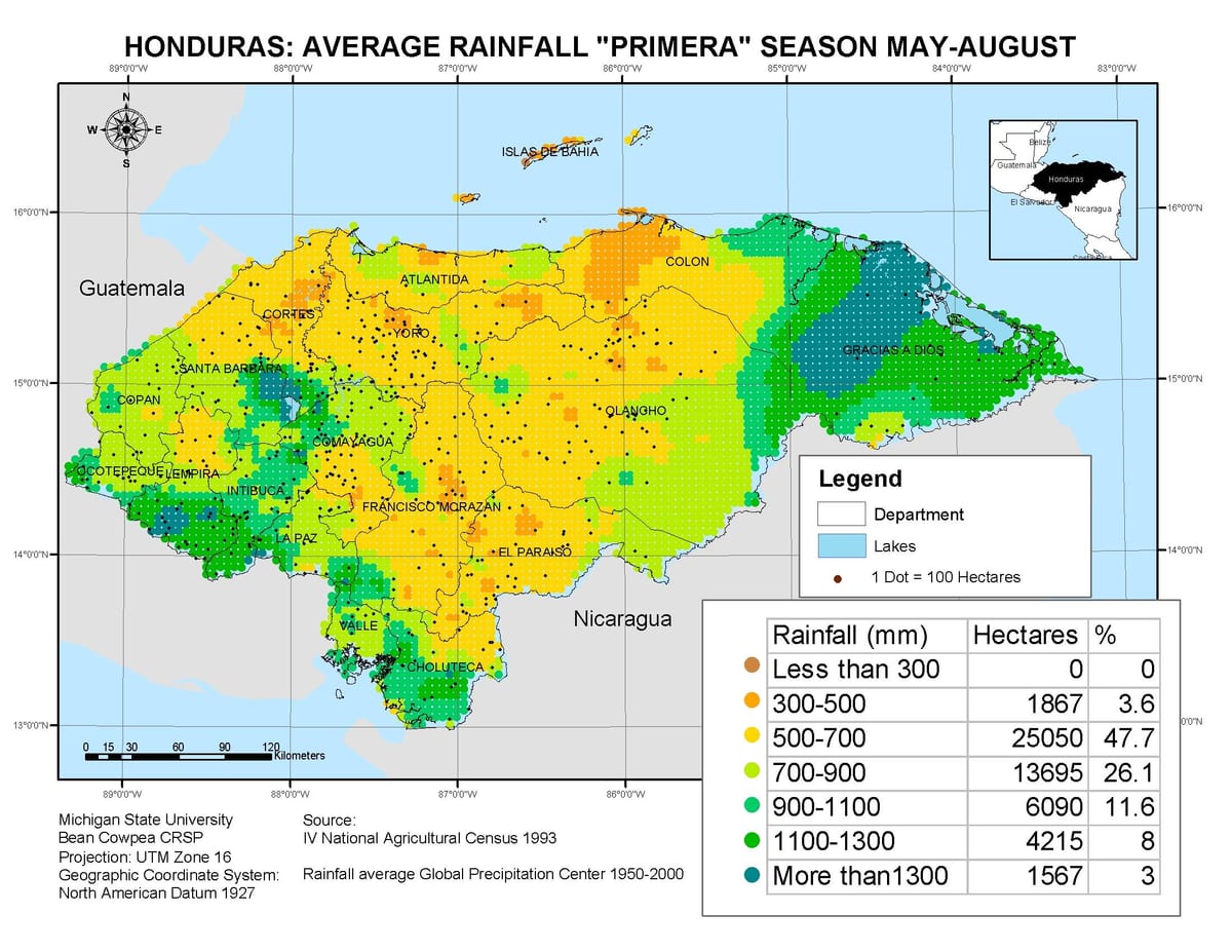 žemėlapis Hondūras klimato