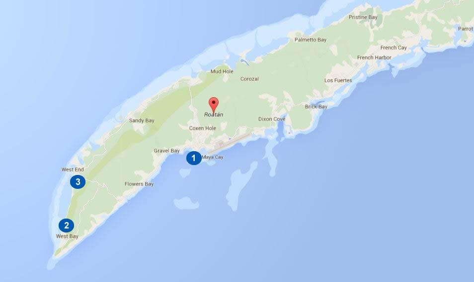 žemėlapis Hondūras ir roatan