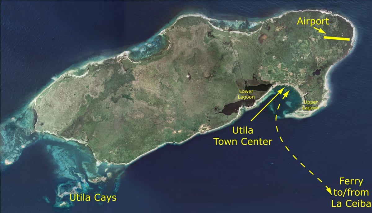 žemėlapis utila Hondūras