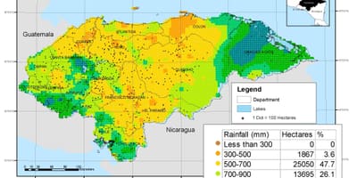 Žemėlapis Hondūras klimato