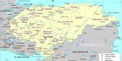 Žemėlapis politinį žemėlapį Hondūras